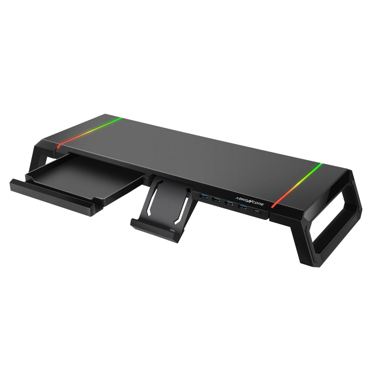 ABKO 韓國 ABKONCORE MES100 (黑色) Monitor Stand,RGB Lighting, Folding Design, USB3.0 x4 Hubs, Phone Cradle